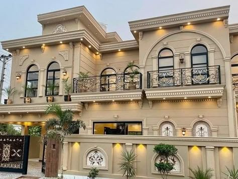 New Model House, Door And Window Design, Hacienda Homes, Classical House, House Outer Design, House Balcony Design, House Balcony, Classic House Exterior, Small House Elevation Design