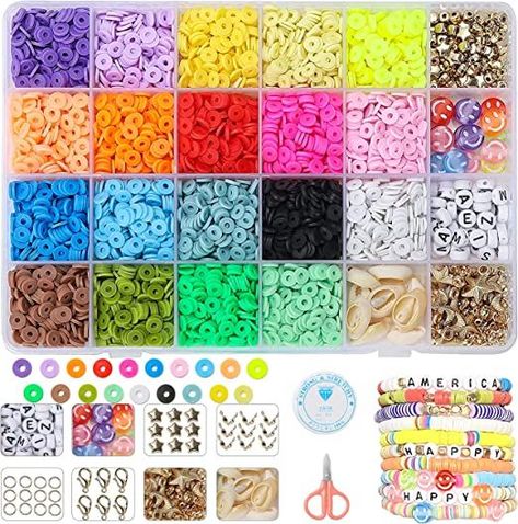 Diy Bracelet Making, Making Polymer Clay, Beads Kit, Beads For Bracelets, Bracelet Making Kit, Bracelets Making, Flat Beads, Good Morning Flowers Pictures, Alphabet Beads