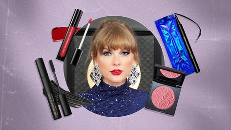 An Extensive List of Every Makeup Product Taylor Swift Has Used Taylor Swift Inspired Makeup, Eyeliner Images, Taylor Swift Makeup, Bold Red Lips, Winged Liner, Celebrity Makeup Artist, Bluish Green, Long Lashes, Lip Pencil