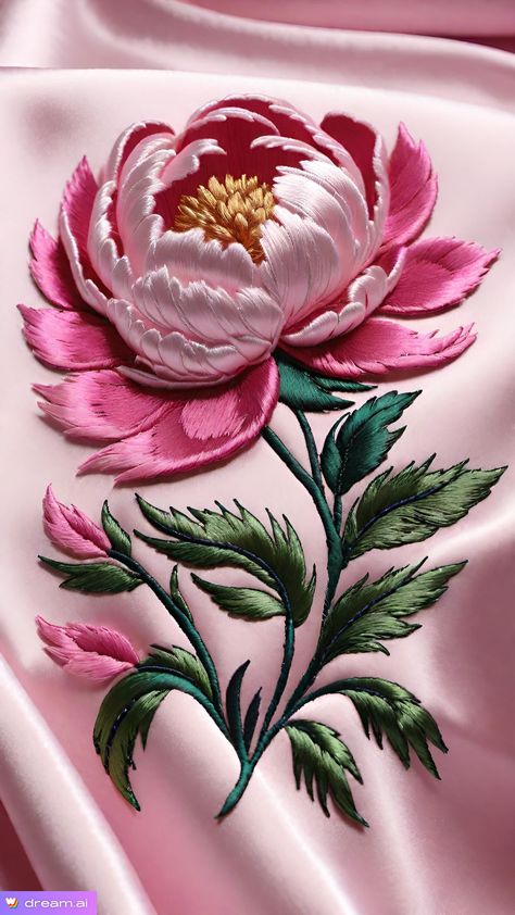 Peony Embroidery, Lotus Embroidery, Flower Machine Embroidery Designs, Simple Hand Embroidery Patterns, Hand Beaded Embroidery, Textile Art Embroidery, Diy Embroidery Designs, Bead Embroidery Tutorial, Hand Embroidery Patterns Flowers