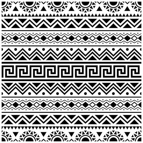 Cover Ups Tattoo, Aztec Pattern Design, Cream Tattoo, Mexican Pattern, African Pattern Design, Mayan Art, Illustration Simple, Muster Tattoos, Easy Drawing Tutorial