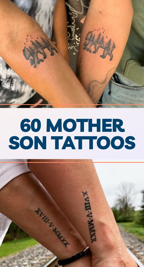 Tattoo For Son Mother, Small Mom And Son Tattoo Ideas, Matching Tattoo Mother Son, Mother Son Tattoos Quotes Meaningful, Matching Mum And Son Tattoos, Mother Of Boys Tattoo, Mom Son Tattoo Design, Mom Son Daughter Tattoo, Mom Son Matching Tattoo Ideas