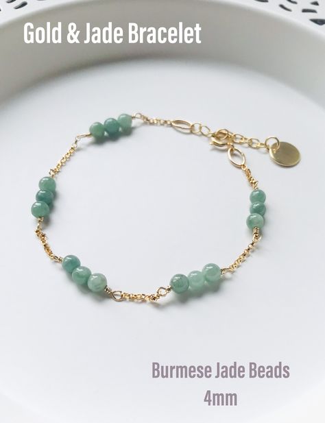 Round Bead Jewelry, Minimalist Jewelry Making, Beaded Jewelry Ideas, Crystal Beaded Bracelets, Chain Bracelet Diy, Jade Bead Bracelet, Anting Manik, Pola Manik, Crystal Bead Jewelry