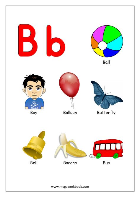 Things that start with letter-B (Alphabet Recognition) Objects That Start With Letter A, A B C D E F U Song, Painting Crafts For Preschoolers, A B C Alphabet, Alphabet With Pictures, B Alphabet, B Letter Images, Learn Abc, Crafts For Preschoolers