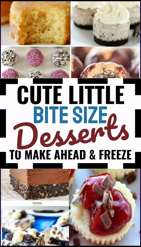 Make ahead mini desserts for parties cute little bite size desserts to freeze Single Size Desserts, Easy Desserts To Freeze, Individual Treats For Bake Sale, Make Ahead Mini Desserts, Mini Desserts For Parties, Cup Desserts, Freezer Desserts, Lemon Desserts Easy, Desserts For Parties