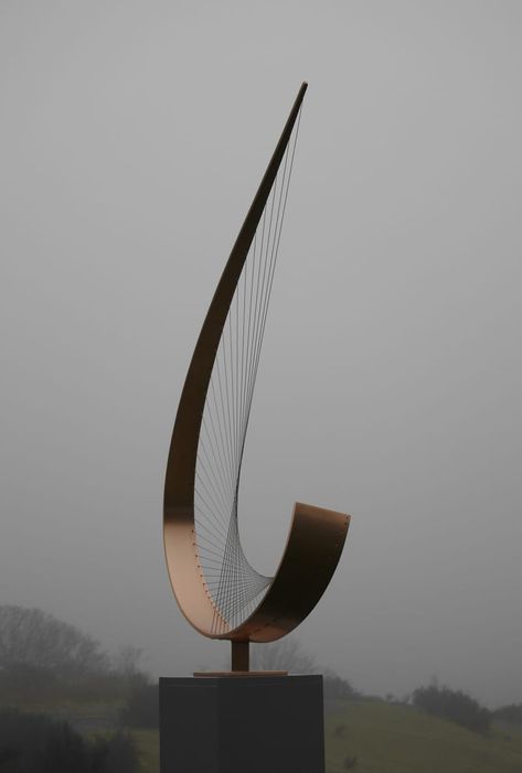 Name – Crescent Year – 2017 Material – Fabricated brushed bronze with stainless steel micro wire. Dims – 2300mm H x 800mm W x, including a 1000mm H plinth. Edition – Limited Edition of 19. As with much of my work, Crescent is a heavily influenced and inspired by the … Fun Garden Art, Outdoor Garden Statues, Minimal Contemporary, Yard Sculptures, Garden Art Sculptures Diy, Steel Sculpture, Garden Statue, Outdoor Sculpture, Wire Sculpture