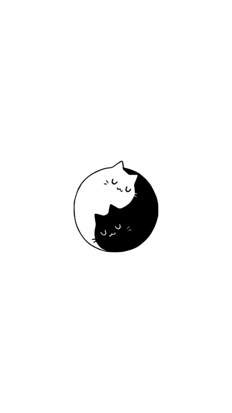 Cats Ying Yang, Ying Yang Cat Tattoo, Yin And Yang Wallpaper, Cat Ying Yang, Ying Yang Wallpaper, Yin Yang Wallpaper, Cat Tats, Cat Yin Yang, Ying Yang Tattoo