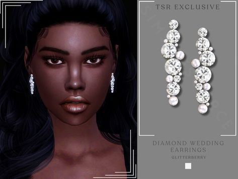 The Sims Resource - Diamond Wedding Earrings Diamond Wedding Earrings, Diamond Earrings Wedding, Formal Accessories, Pearl Earrings Wedding, Fancy Earrings, Mod Wedding, Sims Mods, Pearl Wedding, Animal Skin