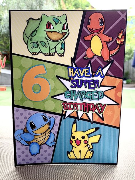 Pokemon Greeting Cards, Pokemon Birthday Card Ideas, Pokemon Birthday Card Diy, Birthday Card Pokemon, Pokémon Birthday Cards, Pokemon Birthday Cards Handmade, Pokemon Card Diy, Anime Cards Diy, Pokemon Birthday Cards