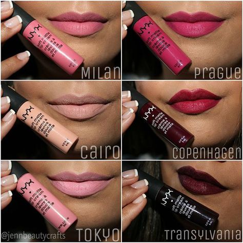 •NYX Soft Matte Lip Cream swatches of the colors I have! Which one is your… Nyx Soft Matte Lip Cream Swatches, Neutral Lip Color, Nyx Soft Matte Lip Cream, Neutral Lips, Nyx Soft Matte, Nyx Lip, Nyx Lipstick, Lip Color Makeup, Soft Matte Lip Cream