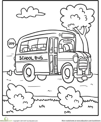 Worksheets: Transportation Coloring Page: School Bus School Bus Crafts, School Bus Party, School Bus Safety, Bus Crafts, Bus Safety, Back To School Worksheets, Transportation Preschool, Preschool Coloring Pages, School Coloring Pages