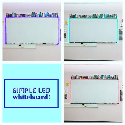 Jump on the LED whiteboard craze by easily installing a 16.4 -17 foot LED light strip to your board! ❤️ (I got my 16.4 foot one on @amazon… Led Lights Around Whiteboard Classroom, Magical Classroom, Classroom Whiteboard, Middle School Classroom Decor, Teacher Technology, Led Light Strip, Middle School Classroom, Teaching High School, Philips Hue