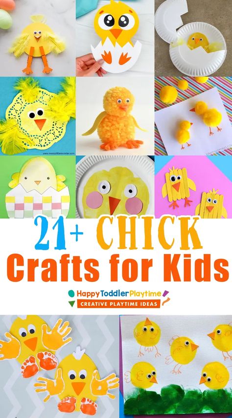 21+ Cute Chick Crafts for Kids - Happy Toddler Playtime Chick Crafts For Kids, Preschool Farm Crafts, Easter Chick Craft, Easter Crafts For Toddlers, Crafts For Preschoolers, Sheep Crafts, Fun Easter Crafts, Easy Easter Crafts, Spring Crafts For Kids