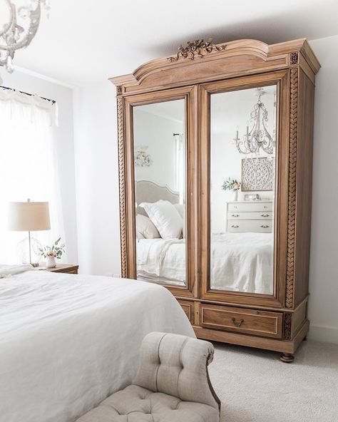 French Country Armoire for Bedroom @somuchbetterwithage  – You will love these French country storage solutions Antique French Bedroom, French Country Armoire, Antique Furniture Makeover, Cottage Bedrooms, Parisian Decor, French Armoire, White Furniture Living Room, Antique Armoire, French Country Bedrooms