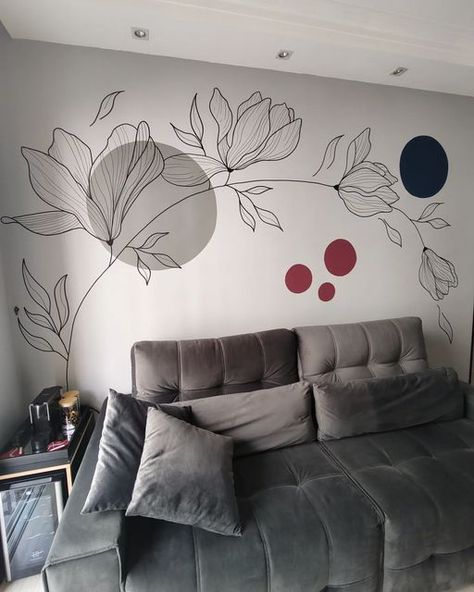 bedroom wall designs Bedroom Wall Painting Ideas Creativity, Simple Wall Paintings, Home Wall Painting, Bedroom Wall Decor Ideas, Wall Murals Diy, Creative Wall Painting, Hanging Diy, Diy Wall Painting, Room Wall Painting