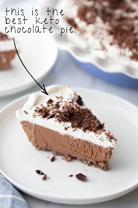 Keto Chocolate Cream Pie Low Carb, Keto Chocolate Mousse Pie, Keto Pudding Pie, Keto Pies Recipes Easy, Sugar Free Chocolate Pie, Keto Chocolate Cream Pie, Keto Chocolate Pie, Keto Pies, Kasey Trenum