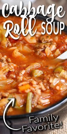 This crockpot CABBAGE ROLL SOUP is a twist on traditional Cabbage Rolls, for a fraction of the work. This easy and delicious soup recipe has ground beef, cabbage, onion and vegetables. It's simmered to perfection in a rich tomato sauce, and entirely made in your slow cooker. #cabbagerollsoup #soup #souprecipe Cabbage Roll Soup With Tomato Soup, Cabbage Roll Soup Crockpot, Crockpot Cabbage Roll Soup, Cabbage Roll Soup Recipe, Cabbage Soup Crockpot, Slow Cooker Cabbage, Cabbage Soup Diet Plan, Slow Cooker Cabbage Rolls, Soup Cabbage