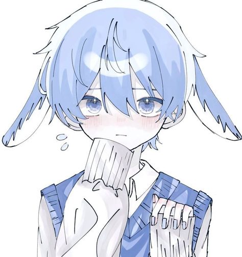 Bunny Boy, Anime Cupples, Comic Layout, Cat Boys, Blue Bunny, Anime Baby, Anime Poses Reference, Boy Art