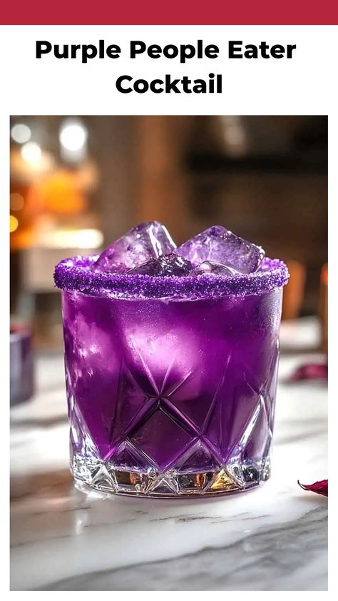 Looking for the perfect Halloween drink to serve at your spooky bash? Try the Purple People Eater Cocktail! This vibrant and delicious purple beverage is sure to be a hit with your guests. With its festive color and tasty flavor, it's the ideal addition to any Halloween celebration. Mix up a batch of Purple People Eater Cocktails and get ready to impress everyone at your party. Cheers to a frightfully fun night with this spooktacular drink! Purple People Eater Cocktail, Purple Signature Drinks, Purple People Eater, Party Food Bar, Purple Cocktails, Frozen Cocktail Recipes, Purple Drinks, Purple People, People Eater