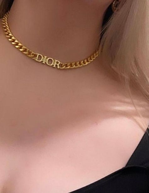 Dior Jwellary, Vintage Dior Necklace, Designer Jewelry High End, Dior Accessories Jewelry, Dior Chain Necklace, Dior Choker Necklace, Dior Choker, Dior Jewelry Necklace, Dior Jewellery