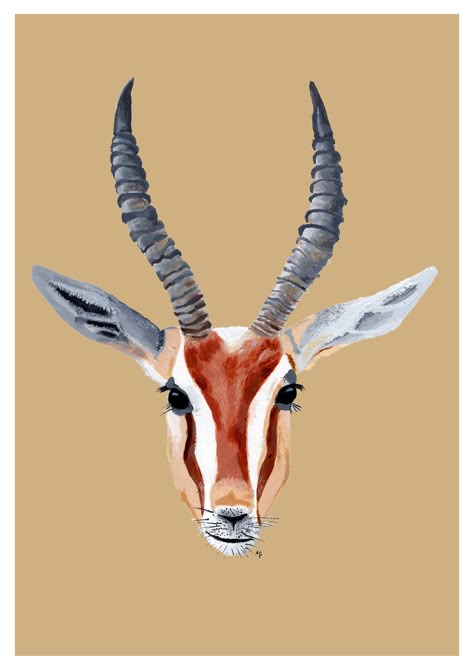 Gazelle - acrylique Gazelle Painting, Gazelle Drawing, Gazelle Illustration, Uae Stickers, Fair Poster Design, Art Fair Poster, Leather Drawing, Day Painting Ideas, Falcon Art