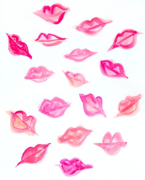 Lips Watercolor, Watercolor Pattern, Pink Lips, Pattern Art, White Background, Lips, Art Print, Red, Pattern