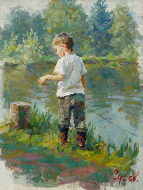 Ap Portfolio, Galleria D'arte, Portfolio Ideas, Boy Fishing, Painting People, Paintings I Love, Country Art, Fish Art, Childrens Art