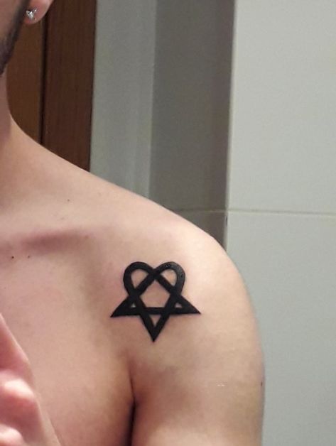 Escape The Fate Tattoo, The Amity Affliction Tats, Kmfdm Tattoo, Danger Days Tattoo, Heartagram Wallpaper, Metalhead Tattoos, Mayhem Tattoo, Metalhead Tattoo, Him Tattoo