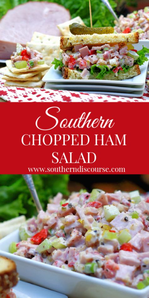 Southern Chopped Ham Salad - a southern discourse Salad Recipes Tuna, Salad Recipes Pasta, Recipes Pasta Salad, Egg Salads, Ham Salad Recipe, Southern Discourse, Recipes Tuna, Ham Salad Recipes, Side Salads