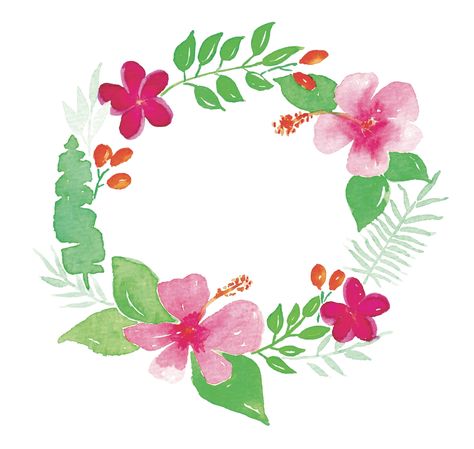 Tropical Wreath Watercolour  •  Free tutorial with pictures on how to paint a piece of watercolor art in under 15 minutes Tropical Wreath, Tropical Watercolor, Hawaiian Birthday, Step By Step Watercolor, Paper Pencil, Create Drawing, Wreaths And Garlands, Wreath Watercolor, Love Free