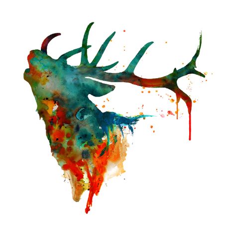 Hirsch Silhouette, Red Deer Stag, Living Room Nursery, Deer Silhouette, Watercolor Nursery, Deer Stags, Nursery Poster, Red Deer, The Wilderness