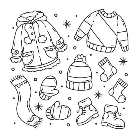 Winter Clothes Drawing, Clothes Essentials, Clothes Drawing, Woolen Clothes, Tree Drawings Pencil, Winter Pins, Art Sketches Pencil, Dressup Party, Yellow Shirts