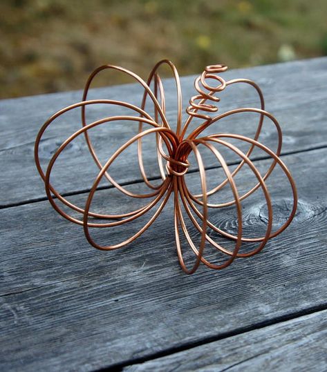 Fall Copper Pumpkin Industrial Chic Wire Decor Thanksgiving Wedding Decor Pumpkins, Wire Pumpkin, Autumn Wedding Decor, Hobby Lobby Fall, Wire Decor, Copper Pumpkins, Copper Wire Crafts, Rustic Modern Wedding, Metal Pumpkins