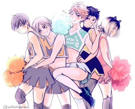 Haikyuu!! | Cheer leaders | Pretty Setters Squad Haikyuu Karasuno, Haikyuu Funny, Haikyuu Ships, Haikyuu Manga, Haikyuu Characters, Haikyuu Fanart, Sports Anime, Anime Boys, Haikyuu Anime