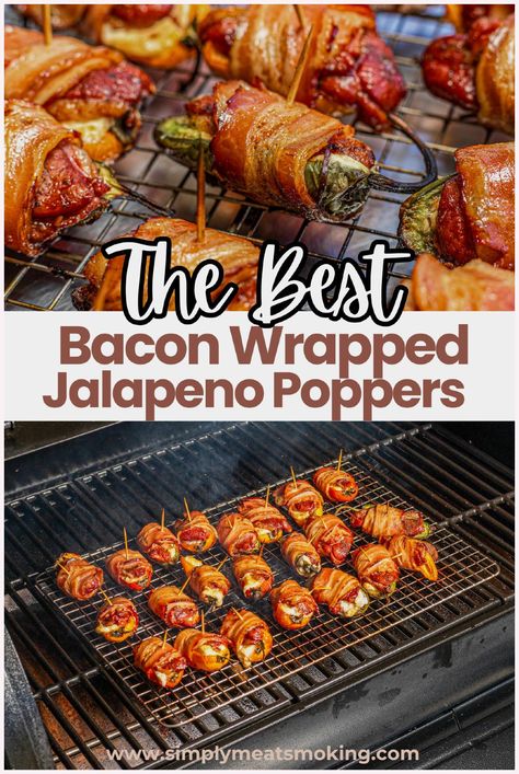 Elevate your grilling game with these Bacon Wrapped Jalapeno Poppers! Filled with cream cheese and grilled to perfection, they’re a spicy appetizer that’s sure to please. Whether you're looking for a grilled side or a tasty treat for a game day party, these poppers are the way to go. Perfect for fans of jalapeno popper recipes or bacon-wrapped jalapenos. Tap to see the recipe and make the best grilled jalapeno poppers today! Grilled Stuffed Jalapeno Peppers, Jalepeno Poppers Wrapped In Bacon Oven, Bacon Wrapped Jalapenos In Oven, Smoked Jalapeno Peppers Bacon Wrapped, Jalapenos Wrapped In Bacon, Jalapeno Bacon Wrapped, Popper Recipes, Best Jalapeno Poppers, Grilled Side