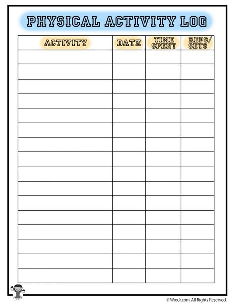 Bujo Exercise Log, Free Printable Exercise Log, Bullet Journal Fitness Tracker, Exercise Log Bullet Journal, Fitness Tracker Bullet Journal, Physical Education Activities, Pe Games, Activity Tracker, Fitness Watch