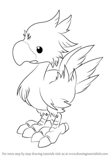 Chocobo is the animal character from Final Fantasy. In this tutorial, we will draw Chocobo from Final Fantasy. Easy Manga Drawings, Manga Coloring Book, Art Final, Final Fantasy Ix, Drawing Sheet, Easy To Draw, Body Tattoo, Food Fantasy, Animal Character