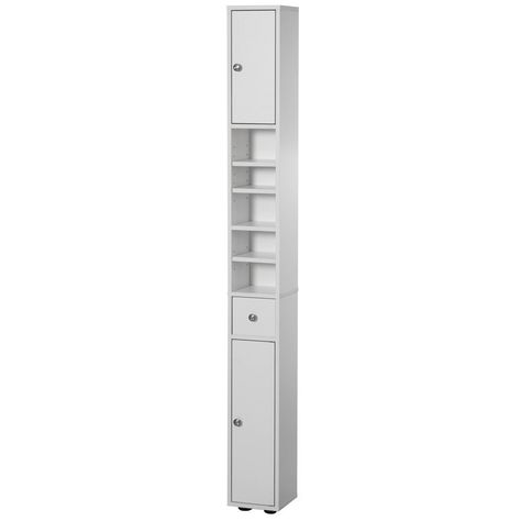 Introducing our Modern Bathroom Storage Cabinet, a Linen Tower that seamlessly combines functionality and style. Boasting 1 Drawer, 5 Open Shelves, and 2 Doors, this versatile floor cabinet is an essential addition to your living room furniture, laundry room storage, pantry, or kitchen storage. Its space-saving design ensures it won't overwhelm your floor space while offering ample storage options. Crafted with a sleek white finish, this cabinet exudes modern elegance, effortlessly complementing Bathroom Towel Storage, Narrow Cabinet, Office Storage Cabinets, Laundry Room Cabinets, Towel Storage, Laundry Room Storage, Bathroom Storage Cabinet, Pantry Cabinet, Bathroom Organizer