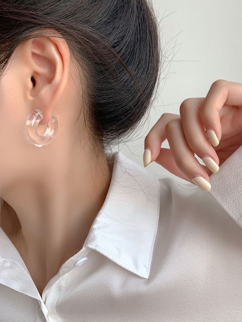 Open Hoop Earrings, Acrylic Colors, Behind Ear Tattoo, Fashion Earrings, Ear Cuff, Diamond Earrings, Pearl Earrings, Women's Fashion, Fashion Jewelry