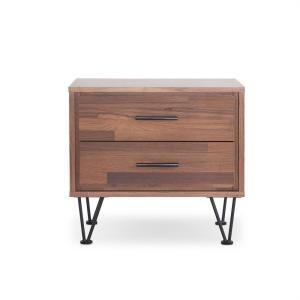 Deoss 2-Drawer Walnut Nightstand Bedroom Tables, Brown Nightstand, Walnut Bedroom, Side Boards, Brown Nightstands, Metal Nightstand, Walnut Nightstand, Wooden Drawers, 2 Drawer Nightstand