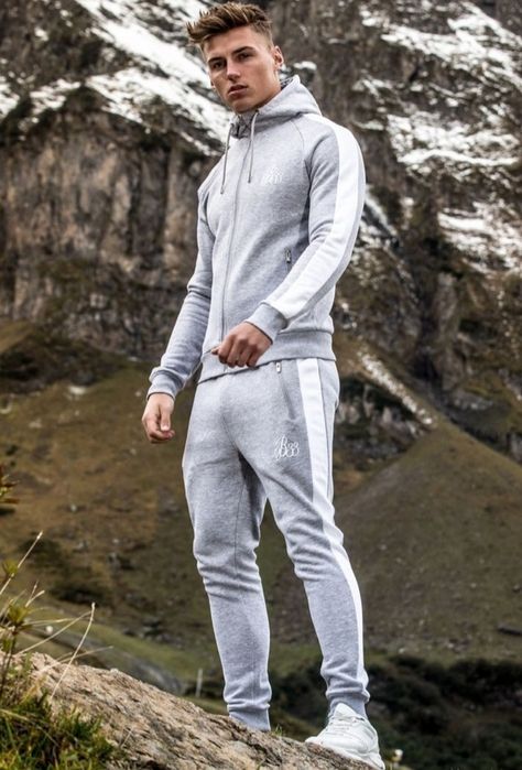 Gray On Gray Outfit, Grey Sweats Outfit, Sweatpant Outfits, Ted Pullin, Sporty Outfits Men, Charlie Carver, Tracksuits For Men, Men Activewear, Sweats Outfit