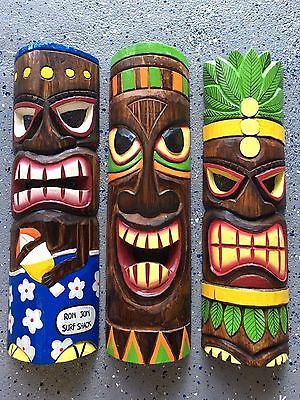 Hawaiian Wall Art, Island Home Decor, Tiki Masks, Tiki Signs, Art Island, Tiki Tattoo, Tiki Faces, Tiki Man, Palm Frond Art