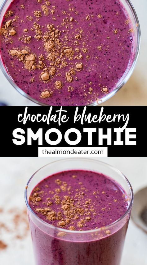 Blueberry Smoothie No Banana, Blueberry Chocolate Smoothie, Chocolate Strawberry Smoothie, Smoothie Combinations, Chocolate Blueberry, Banana Nice Cream, Blueberry Chocolate, Blueberry Smoothie, Vegan Ingredients