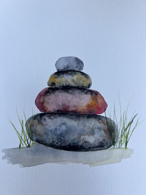 Watercolor Rocks, Stone Watercolor, Stone, Art