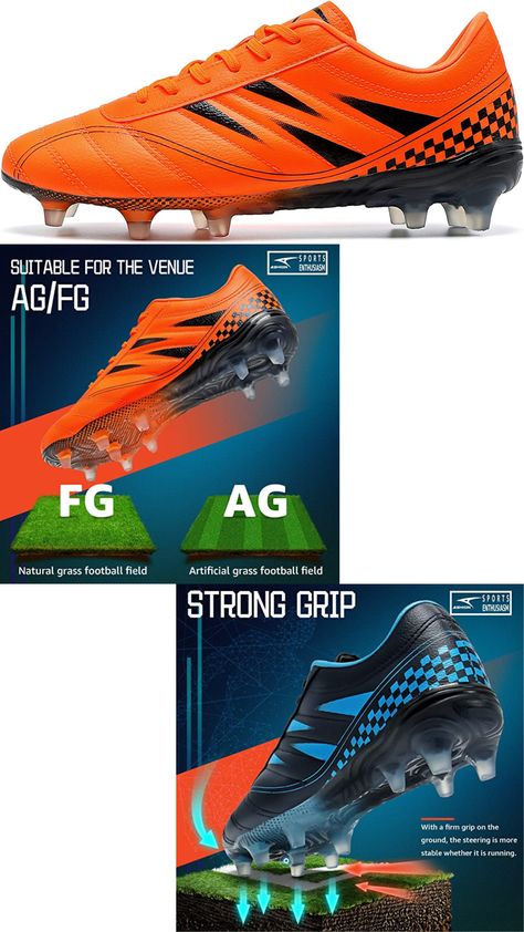 ASHION Kids Soccer Cleats Boys Girls Soccer Shoes Firm Ground Football Shoes for Indoor Outdoor Size (Little Kid/Big Kid).Kids soccer cleats make of waterproof synthetic material upper for maximum durability, grooves on the upper enhance friction and is textured for better football handling.Kids soccer shoes with traditional lace up closure offer a personal fit, allow kids to lace and tighten each part of the soccer shoes as needed.#soccer #cleats #kids #sports #fitness #shoes #football Girls Soccer Shoes, Kids Soccer Shoes, Kids Soccer Cleats, Shoes Football, Fitness Shoes, Girls Soccer, Kids Soccer, Football Field, Football Shoes