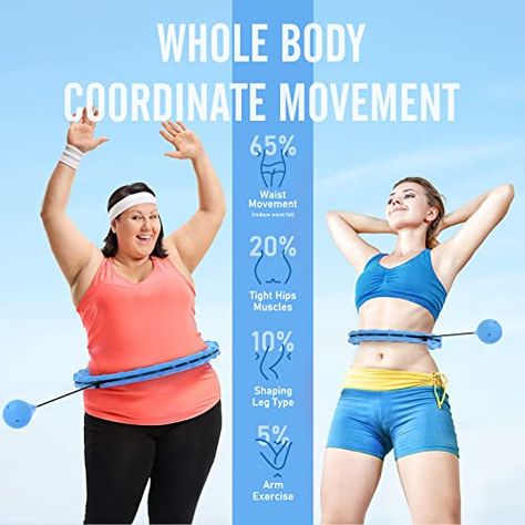 Price: (as of 【Fit Hoop Plus Size 24 Links】The hula hoop has 24 detachable links and is equipped with a 0.8lb gravity ball. We have simplified the str... Benefits Of Hula Hooping, Side Workouts, Weighted Hula Hoops, Full Body Workouts, Daily Exercise Routines, Hip Muscles, Tight Hips, Waist Workout, Hula Hoop