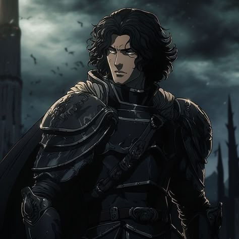 Black Hair King Fantasy Art, Castlevania Oc Male, Castlevania Anime, Knight Art, Dungeons And Dragons Characters, Old Anime, Fantasy Concept Art, Armor Concept, Fantasy Warrior