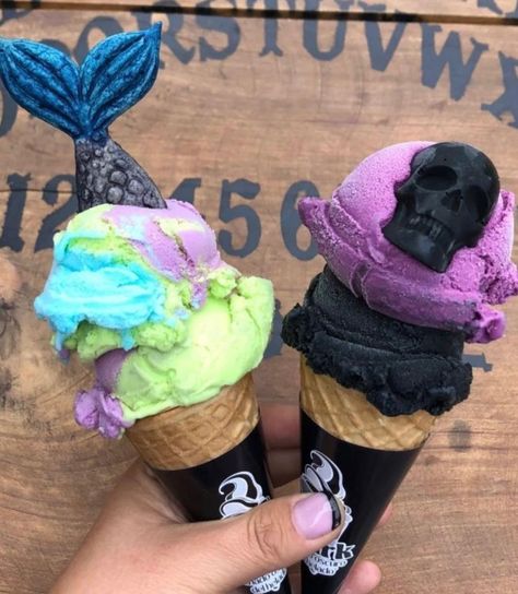 Goth Ice Cream, Attitude Clothing, Coffee Ice Cream, Gothic Aesthetic, Black Skull, Ice Cream Shop, Goth Aesthetic, Chocolate Ice Cream, Black Skulls