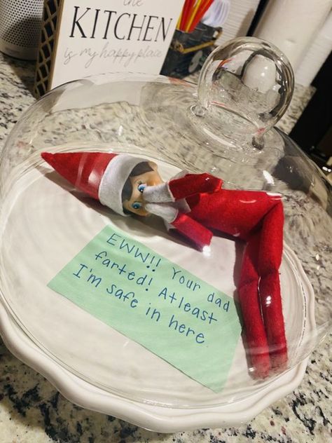 Your Dad Farted Elf On The Shelf, Elf On The Shelf Ideas Dad Farted, Dad Elf On The Shelf Ideas, Elf On The Shelf Pranks On Dad, Elf Dad Farted, Elf On The Shelf Prank Ideas, Dad Farted Elf On The Shelf, Elf Pranks, Elf Ideas Easy