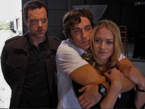 Zac Levi, Yvonne Strahovski, and Adam Baldwin--- casey's face!! Chuck Cast, Chuck Series, Chuck Sarah, Chuck Tv Show, Chuck Bartowski, Adam Baldwin, Sarah Walker, Yvonne Strahovski, Nerd Herd